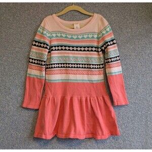 Gymboree Girls Size 5 Snowflake Fun Cotton Pink Heart Fair Isle Sweater Dress